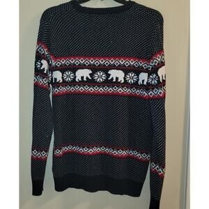 Ugly Christmas Sweater Large Aspen Blue Red White Polar Bear Snowflake Men Nordi